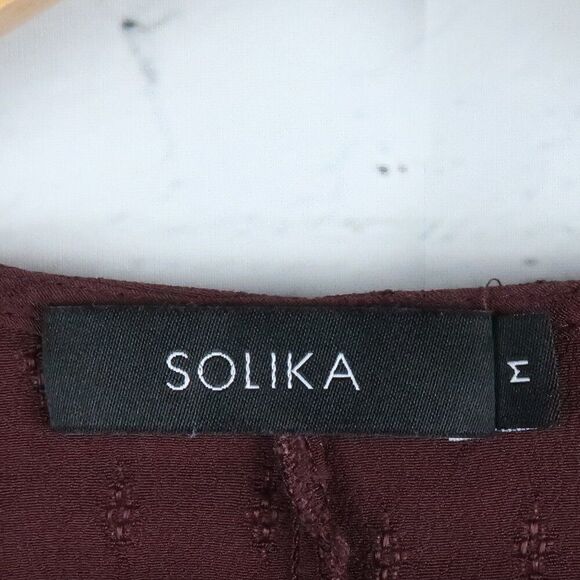 SOLIKA DARK BROWN JADEN LONG SLEEVE KAFTAN WITH BUTTON DOWN CHEST SIZE MEDIUM - Picture 2 of 10